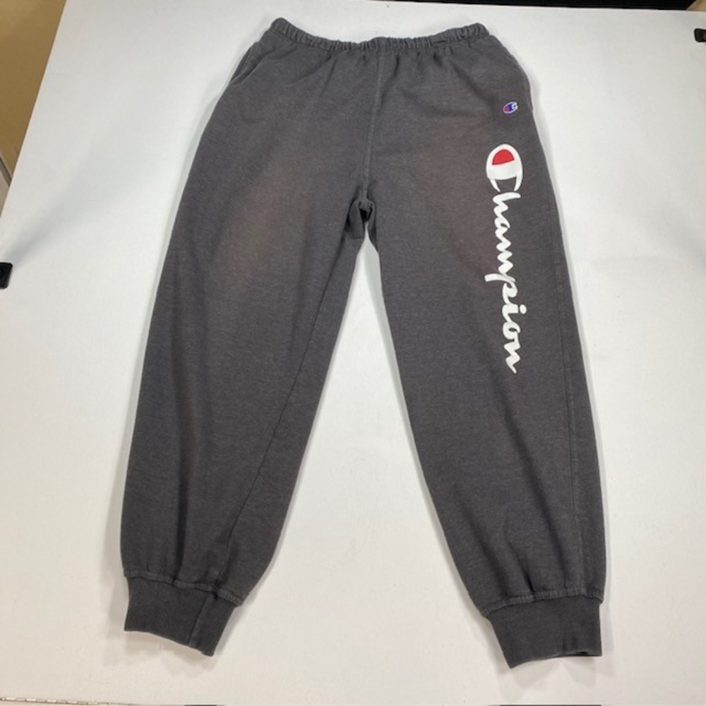 Champion Mens 1XL Sweatpants Charcoal Grey Script Logo Joggers Athleticwear
